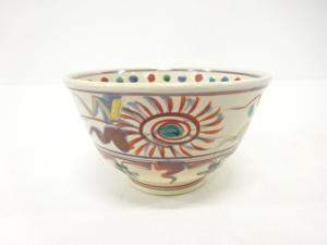 香せつ造　紅安南　茶碗
